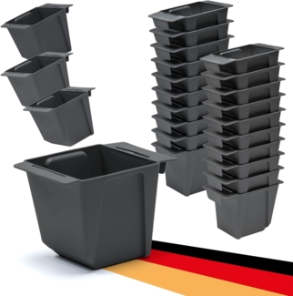 BigDean 24er Set Mini Paletten Blumenkästen - Einsatz - mit Hängesystem zum Einhängen - 10cm klein anthrazit - Pflanzkasten für Europalette Balkonkasten Blumentopf - aus recyceltem PP-Kunststoff