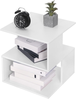 EUGAD Nachttisch (1-St), Sofatisch mit 2 Ablagen, 40x43,5x40 cm, Weiß