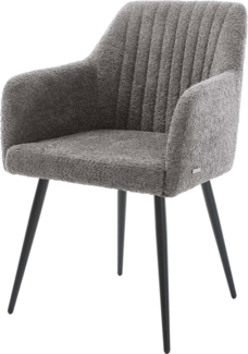 Esszimmerstuhl Greg-Flex Bouclé Grau 4-Fuß konisch Schwarz Taschenfederkern