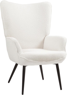 HOMCOM Relaxsessel gepolsterter Ohrensessel, flauschiger Kosmetiksessel (Loungesessel, 1-St, Sessel), für Wohnzimmer, Schlafzimmer, Cremeweiß