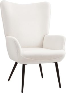 HOMCOM Relaxsessel gepolsterter Ohrensessel, flauschiger Kosmetiksessel (Loungesessel, 1-St, Sessel), für Wohnzimmer, Schlafzimmer, Cremeweiß