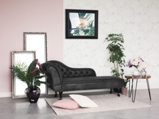 Beliani 'Nimes' Chaiselongue, Dunkelgrau, Kunstleder, 79 x 65 x 169 cm, Links