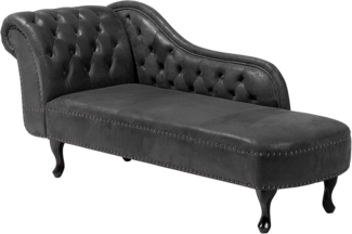 Beliani 'Nimes' Chaiselongue, Dunkelgrau, Kunstleder, 79 x 65 x 169 cm, Links