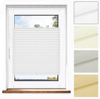 jalousiescout Plissee Pure Plissee Premium, 35x100 cm, weiß, halbtransparent, ohne Bohren, verspannt, Klemmfix, Polyester-Stoff, blickdicht und lichtdurchlässig