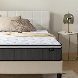 Zinus Taschenfederkernmatratze aus Memory-Schaum, 135x190 cm, 25 cm Höhe, mittelfest, hypoallergen und atmungsaktiv, weicher Stoff, Druckentlastung, Luxus-Matratze, 10 Jahre Unterstützung