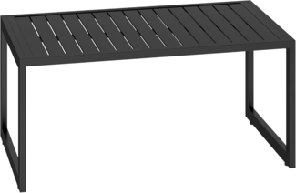 Outsunny Beistelltisch mit Lamellendesign, wetterfest (Beistelltisch, 1-St, Balkontisch aus Aluminium), für Balkon, Garten, Terrasse, 90 x 50 x 42 cm Schwarz