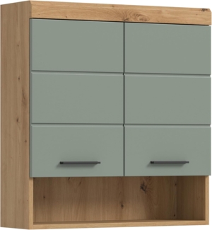 furnling Hängeschrank Scott 2 Türen, 1 offenes Fach, Stauraum, Badmöbel, Badschrank, 74 cm breit