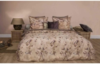 HnL Mako Satin Bettwäsche Ornamente Beige 135x200 cm + 80x80 cm