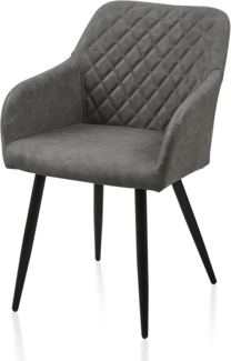 TUKAILAI Esszimmerstühle 1er Kunstleder, Küchenstuhl Polsterstuhl Wohnzimmerstuhl Sessel mit Armlehnen Rückenlehne Metallbeinen, Modern Stühle für Küche Esszimmer Wohnzimmer Schlafzimmer, Hellgrau