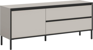 xonox. home – Lowboard Tron 150 x 62 x 38 cm in Kaschmir Nachbildung und Schwarz – Großes TV-Board im modernen Design – mit Stauraumfächern für Mediengeräte – funktional & dekorativ