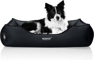 BedDog PREMIUM Orthopädisches Hundebett BUFFY, Memory Foam, Kunstleder, mit abnehmbaren Bezug THE-ROCK (schwarz/grau), (XL) ca. 90x80x25cm