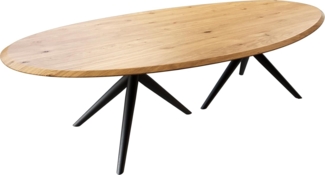 Esstisch Edge Oval 280x130x2,5 Eiche Natur Estelar rund Metall Schwarz Flow-Edge