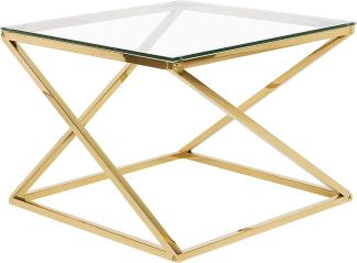 Couchtisch Glas Gold quadratisch 60 x 60 cm BEVERLY