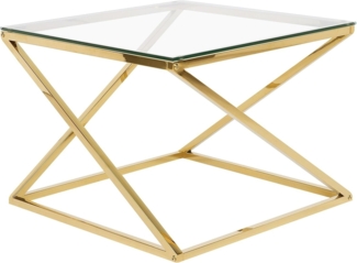 Couchtisch Glas Gold quadratisch 60x60 cm BEVERLY