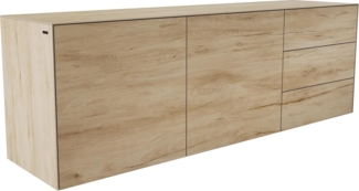 Sideboard Cuor 180 cm Keramik Laminam® Sabbia Eichefarbig 2 Türen 3 Schubfächer Schwebend