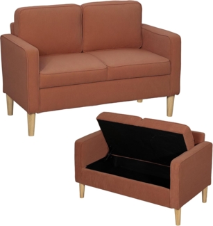 HOMCOM 2-Sitzer Sofa klein Couch mit Armlehne, Stauraum, Loungesofa 1 Teile, für Wohnzimmer, Schlafzimmer, 117 x 63 x 79 cm, Orange