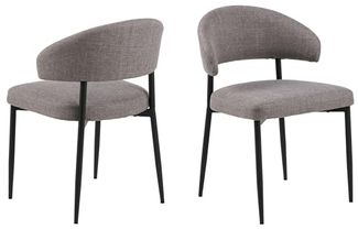 Polsterstuhl >Edina< (2er-Set) in graubraun, Polyester, Stahl - 56x77x55 (BxHxT)