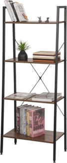 eSituro Bücherregal Leiterregal 4 Ablagen Standregal Aufbewahrung Küchenregal Badregal 60 x 35 x 148CM Schwarz+Nussbaum SSTR0053
