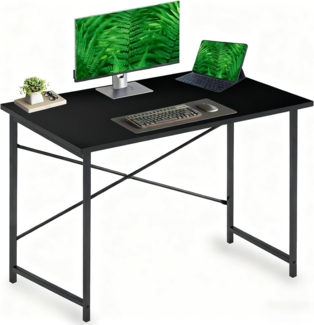 DUMOS Schreibtisch Computertisch Bürotisch mit Kopfhörer Halter und Aufbewahrungstasche Kleiner Schreibtisch Arbeitszimmer Holz PC Tisch Officetisch für Home Office