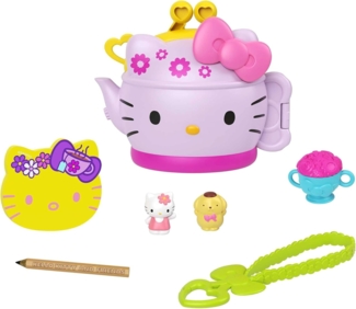 Hello Kitty GVB31 - Teeparty Schatulle (12,5 cm) mit 2 Sanrio Minis Figuren, Notizblock und Schreibwarenzubehör, tolles Spielzeug Geschenk für Kinder ab 4 Jahren