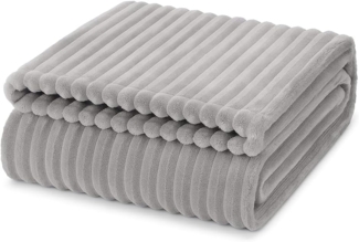 Wohndecke Betz Wohndecke BARI Kuscheldecke Flauschig Cord-Flanell XXL 150x200 cm, Betz, Farbe hellgrau