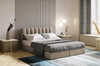 Boxspringbett mit Bettkästen City H3 Matratze mit Topper (Beige, 180x200 cm)