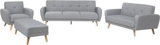 Sofa Set Polsterbezug hellgrau 6-Sitzer verstellbar mit Ottomane FLORLI