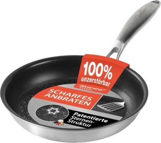 STONELINE Bratpfanne Silverstar® Edelstahlpfanne 20 cm mit Antihaftbeschichtung für, Edelstahl (Pfanne, 1-tlg), Edelstahl, für scharfes Anbraten