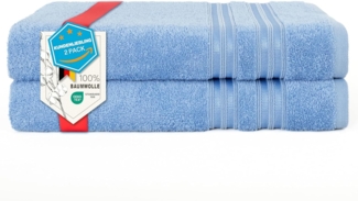 HAMMETEX Duschtuch 2er Set Badetücher 70x140 cm, 100% Baumwolle, Weich & Saugstark, Frottier (Set, 2-St), mit Bordüre, einfarbig, weich