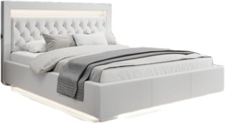 Designer Polsterbett Infinity inkl. RGB, USB und Stauraum 160x200 Weiß H2 (bis 70kg)
