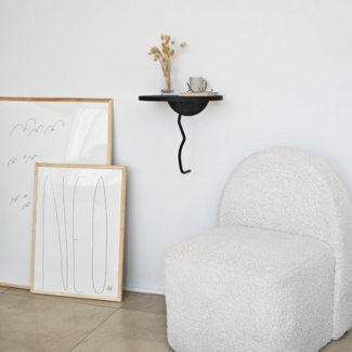 Stylish Wall Shelf, 35x35 cm, 100% Solid Wood & Metal Frame, Black & Anthracite | Perfect for Modern Home Decor & Storage Solutions