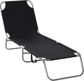 Outsunny Gartenliege Sonnenliege klappbarer Liegestuhl mit verstellbarer Rückenlehne, Campingliege, 1 St, Balkonliege, für Balkon, Terrasse, Oxford, Schwarz