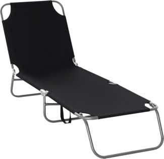Outsunny Gartenliege Sonnenliege klappbarer Liegestuhl mit verstellbarer Rückenlehne, Campingliege, 1 St, Balkonliege, für Balkon, Terrasse, Oxford, Schwarz