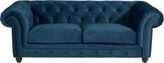 Orleans Sofa 2,5-Sitzer Samtvelours Petrol Buche Nussbaumfarben