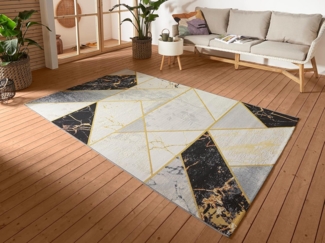 HANSE Home Outdoorteppich Noble, rechteckig, Höhe: 3 mm, In-& Outdoor, Teppich, Wetterfest, Balkon, Garten, Wohnzimmer, Gold