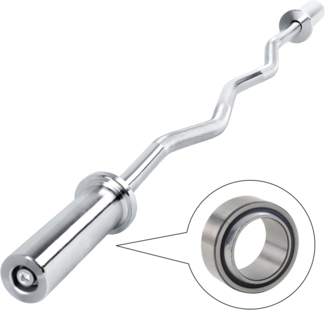 wuuhoo® Curl Hantelstange Diego, 120cm SZ Hantelstange bis 60 KG, Langhantel mit olympischer Scheibenaufnahme 50mm, Hantel mit gerändeltem Griff mit 6,5 KG Eigengewicht - Fitnessgerät für Zuhause