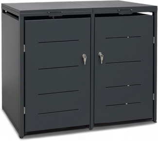 Metall Mülltonnenbox 2er Mülltonnenverkleidung B132cm H118cm Conta 2Tonnen grau