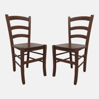 Dmora - Set mit 2 klassischen Holzstühlen, für Esszimmer, Küche oder Wohnzimmer, Made in Italy, cm 44x45h87, Sitzhöhe cm 47, Nussbaumfarbe