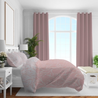 Brielle Bettwäsche Mako Satin Wendebettwäsche-Set - 2-tlg - Rosa-Grau, 2 teilig, Mit Reißverschluss, 100% Baumwolle