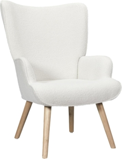 HOME DECO FACTORY, HD0487, Bouclette Rhea Wohnzimmersessel, optimaler Komfort, eleganter Stil, einfache Wartung, vielseitig, robust – Größe 68 x 96 x 75 cm, Farbe Weiß