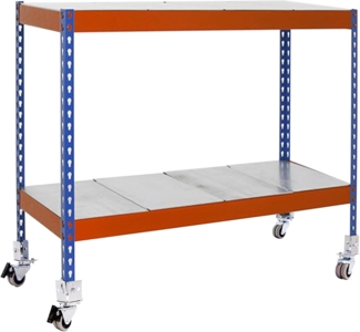 SimonRack SimonTaller Metallregal, 75 kg, 975 x 1200 x 450 mm, 2 Regale, Lagerregal, Industriegal, Blau/Orange/Galva