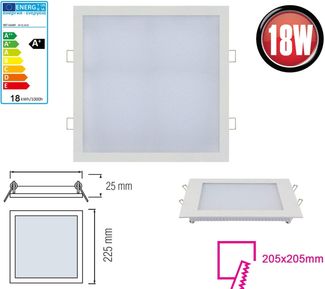 20x 18W LED Panel 225 x 225mm Einbaustrahler Spot Einbauleuchte Kaltweiß 1360 Lumen Deckenleuchte Eckig