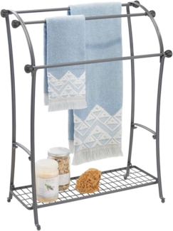 Handtuchhalter 3 Stangen Metall grau Handtuchständer Ablage 86cm mDesign
