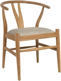 Vente-unique - Stuhl - Teakholz & Stoff - Holzfarben & Beige - POGIANA