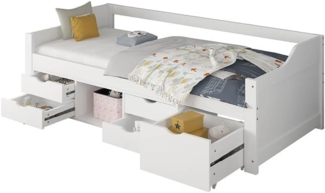 HOME DELUXE Bett Kinderbett COSMOS mit Schubladen 90 x 200 cm (inkl. Lattenrost & wahlweise mit Matratze, 2-tlg), Bett mit Schubladen & viel Stauraum, Einzelbett, Jugendbett