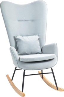 HOMCOM Schaukelstuhl mit Samtoptik (Schwingsessel, 1 St), bis 120 kg Belastbarkeit für Schlafzimmer, Wohnzimmer, Hellgrau