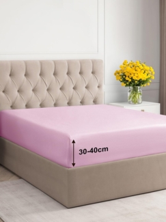 Spannbettlaken 200x200 cm - Extra Tiefes Spannbetttuch für Matratzen bis 40 cm (16") Höhe - Weiche Gebürstete Mikrofaser - Knitterfrei, Schrumpf- & Farbbeständig - Oeko-TEX - Helles Rosa Bettlaken