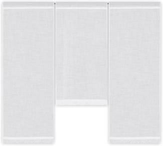 Clever-Kauf-24 Scheibengardine 3-teiliges Mini-Flächenvorhang-Set in uni weiß, transparenter Stoff, Stangendurchzug, transparent, Scheibengardine