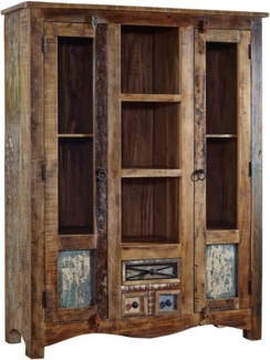 Massivmoebel24 Highboard (Highboard Altholz 115 x 40 x 150 mehrfarbig lackiert NATURE OF SPIRIT #21)