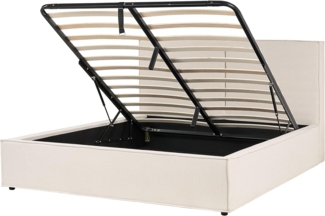 Beliani 'Moissac' Polsterbett mit Stauraum, 160x200 cm, Stoff beige